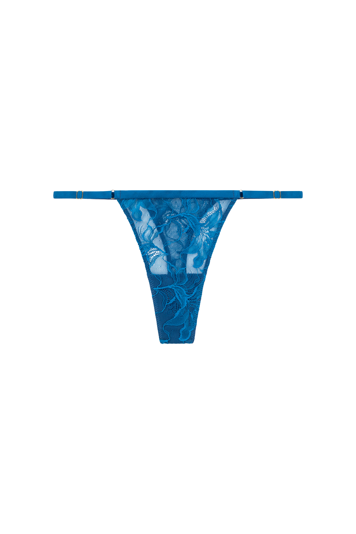 blauwe string met kant