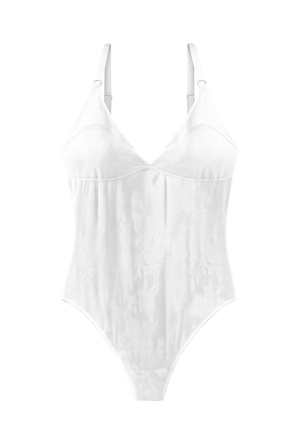 witte lingerie bodysuit met kant en bloemenprint