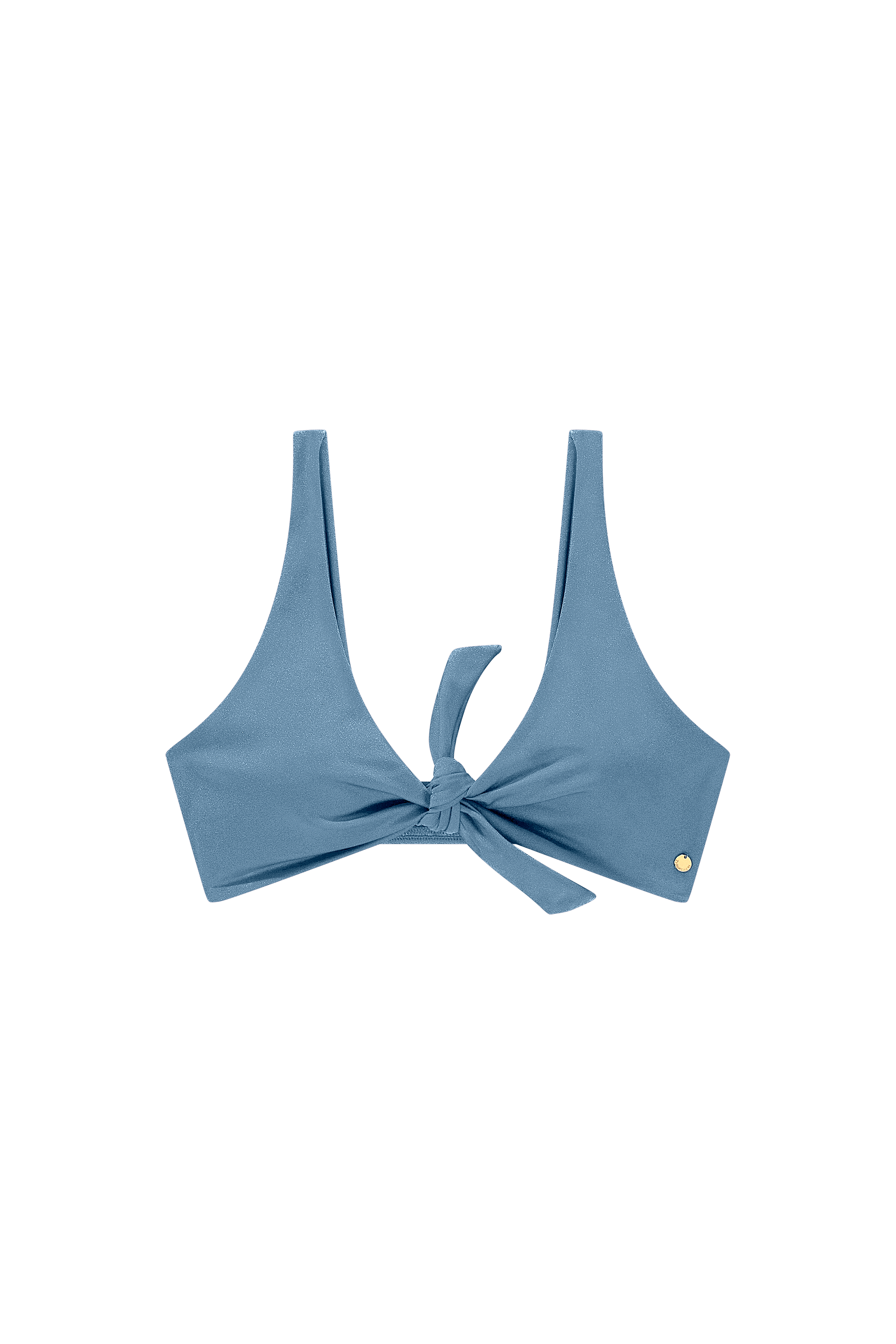 lichtblauwe bikini top met knoop