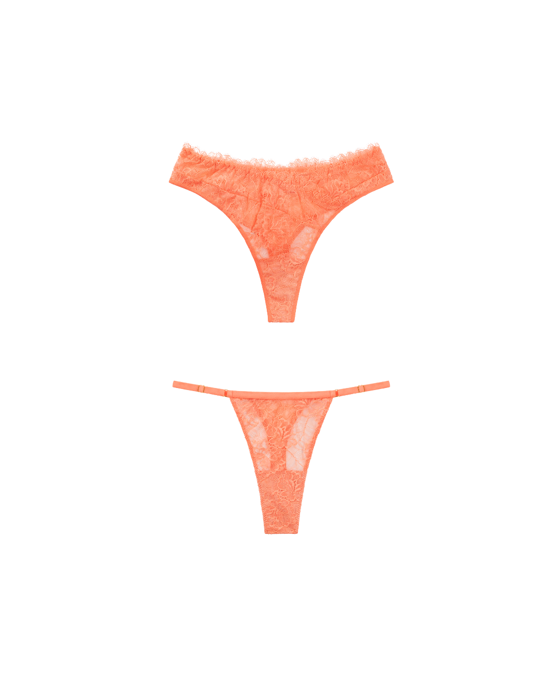 perzik lingerie set van 2 strings met kant 
