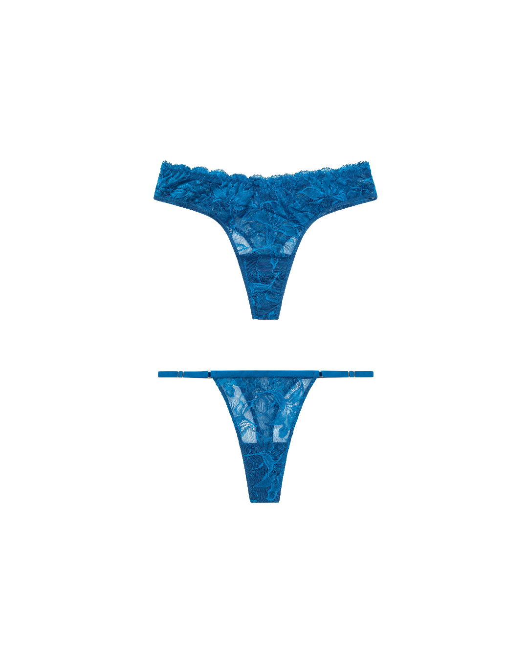 blauwe lingerie bundel van 2 strings met kant